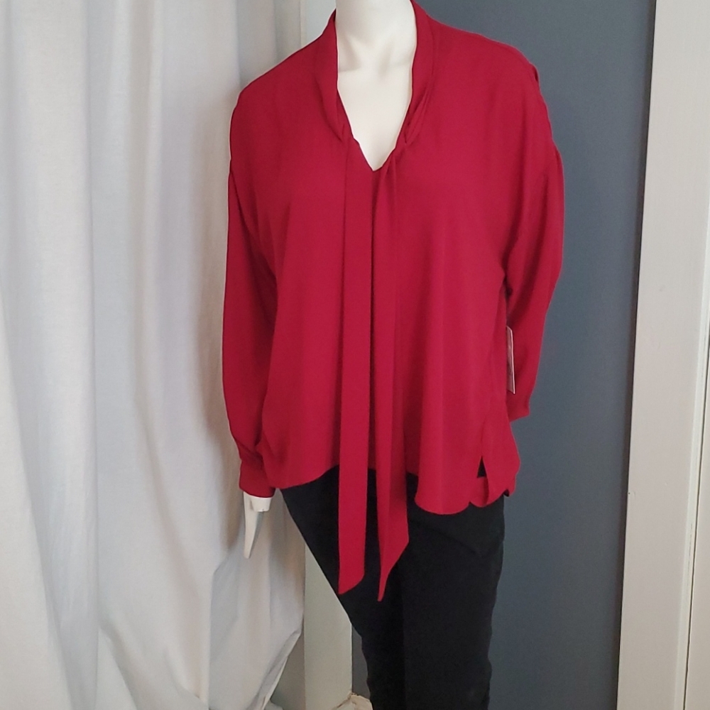 Bailey 44 Dark Red Long Sleeve Blouse Top